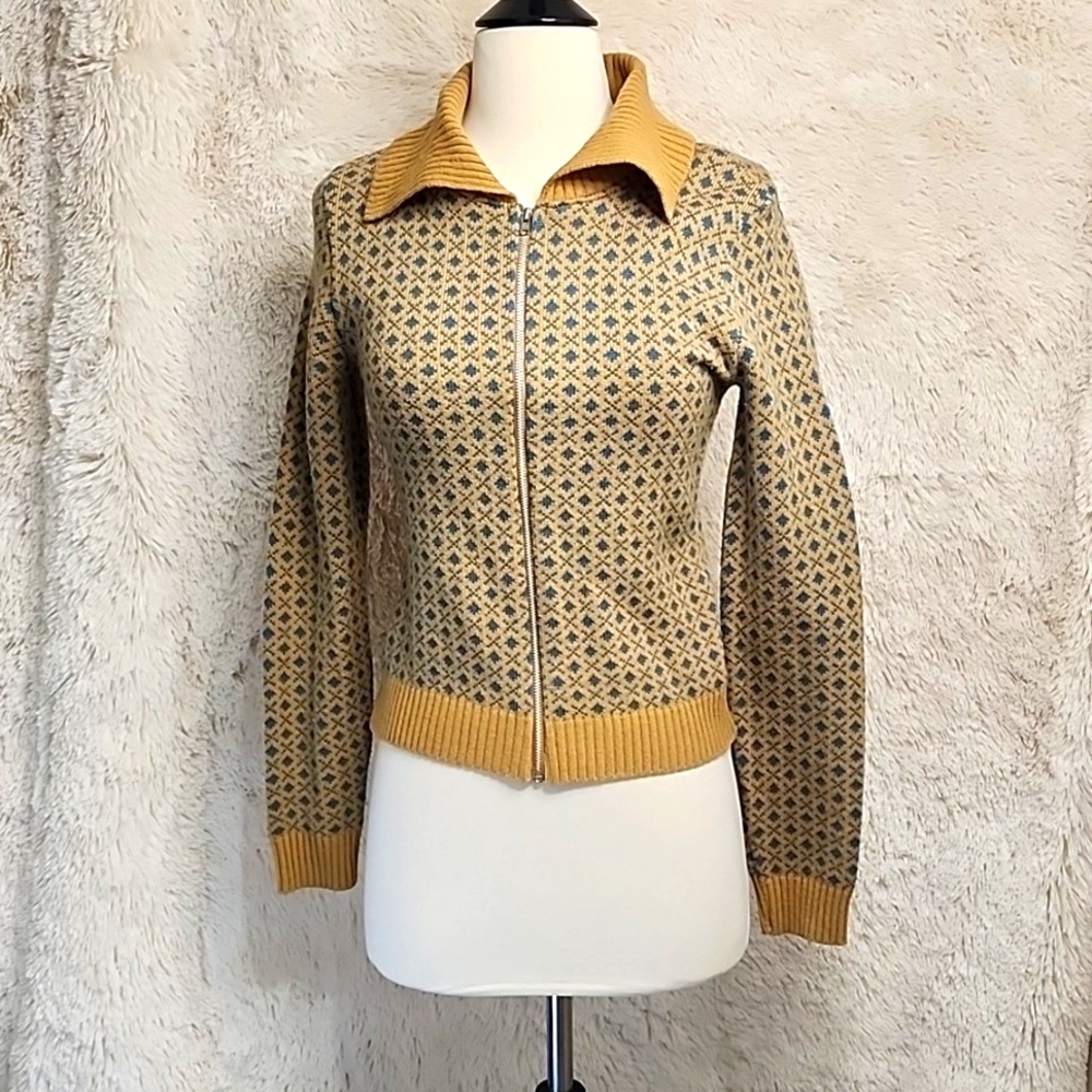 Khia Vintage Italian Knit Zip-Up Cardigan
